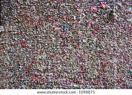An abstract closeup of the famous Gum Wall at the Seattle Pike Place market on Post Alley