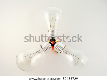 Still-life three light bulbs on a white background