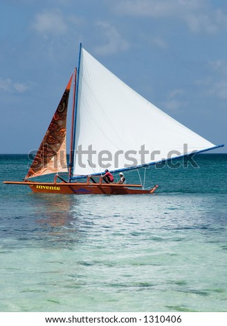 Two people sailing