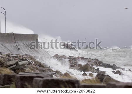 Powerful winter storm at the Baltic sea in Sweden