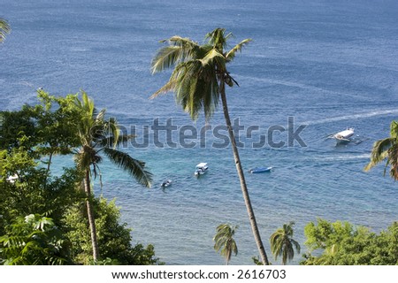 Diving boats outside sabang in Philippines
