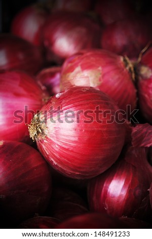 The south Italy, area Calabria, Tropea city, national food - red onion