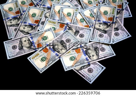The money American dollars. Bundle of bank notes