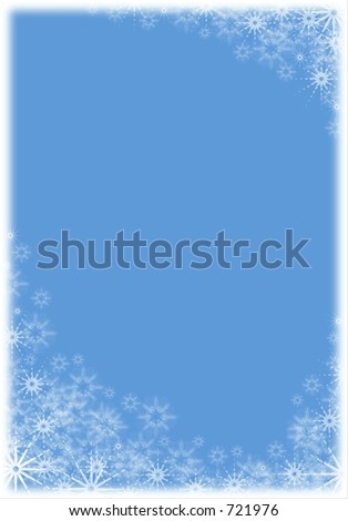 Blue snow frame. Snowflakes.