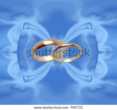 stock photo Blue background with wedding rings