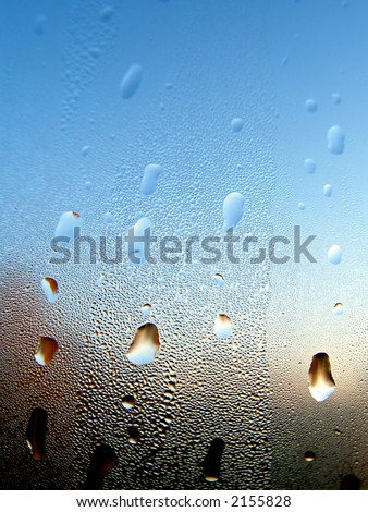 Wet texture. Drops of  water on window glass