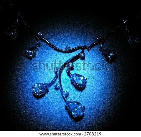 Night. Diamond  Necklace  in Blue light