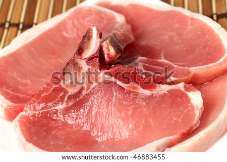 Pork chop meat on a bone