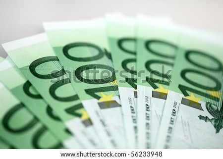 The money euro. Bundle of bank notes