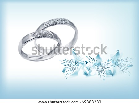 Elegant jewelry  rings  with brilliants and flowers