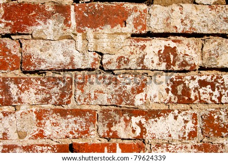 Old wall of brick close-up, natural texture
