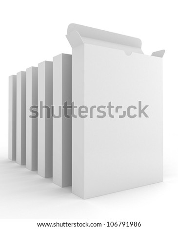 Row of Software Carton Package Blank on white Row of Software Carton Package Blank on white