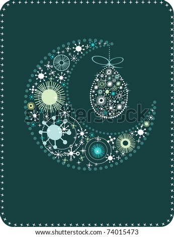 Holidays Easter card with fairy eggs and moon.