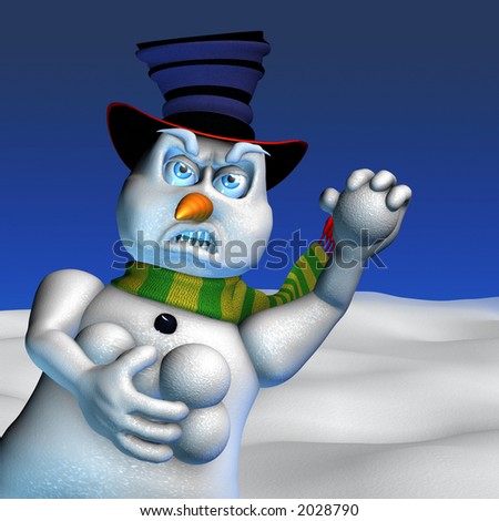 Clip Art Snowball. stock photo : Angry Snowball