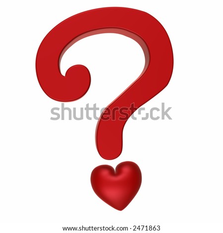 stock photo : Question of Love -- Red heart question mark. Isolated on a
