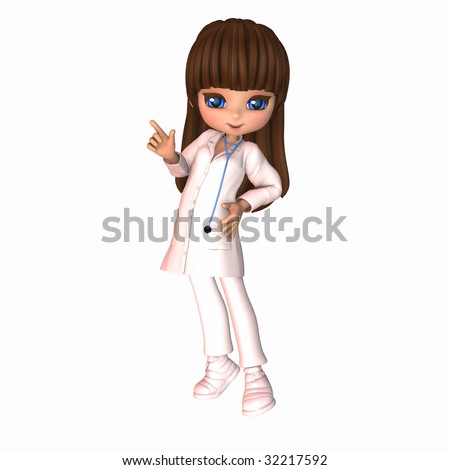 stock photo Toon Girl Nurse Isolated on a white background