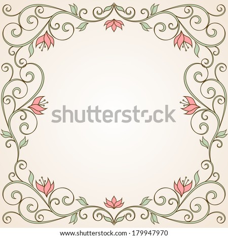 Floral greeting card. Raster version of vector.