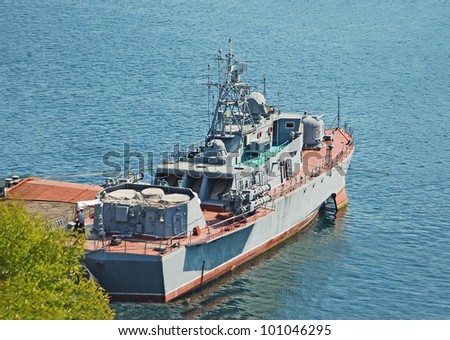 Russia\'s military ship and boat at Black sea, Ukraine
