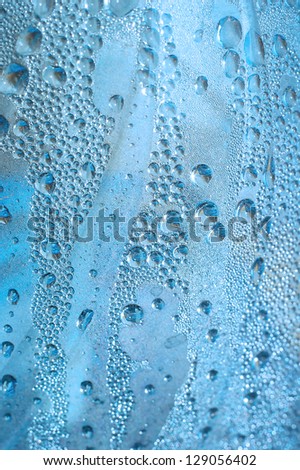 Oxygen bubble in the plastic bottle with water, close up