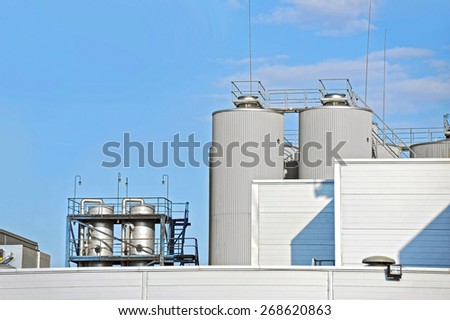 Brewery beer processing and storage silos tower