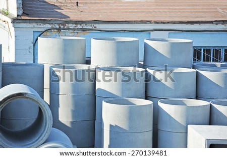 Concrete circle pit and pipe block on factory yard