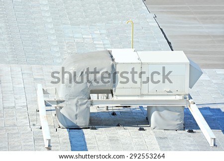 Industrial air conditioning and ventilation systems on a roof