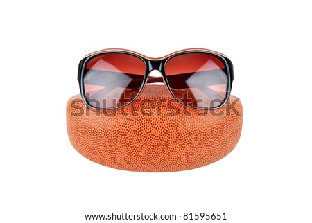 Sun glasses and eyeglasses case, isolated on the white background