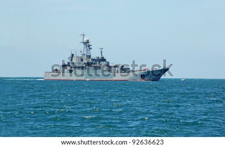 Russia\'s military ship and boat at Black sea, Ukraine