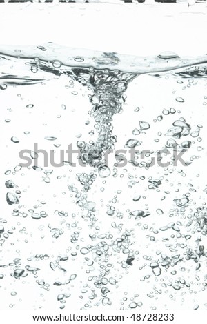 Sparkling and bubbling water, white