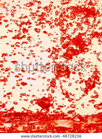 red liquid, fizzy bubbles, blood rush