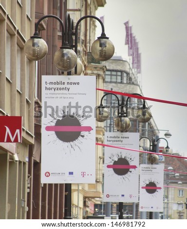 WROCLAW, POLAND - JULY 20: Posters of 13. T-Mobile New Horizons International Film Festival on July 20, 2013 in Wroclaw, Poland