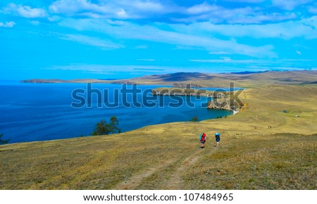 Traveling along lake side of Baikal