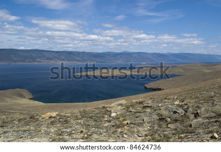 bay of the lake , traveling on the island Baikal