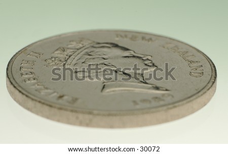A photo of a New Zealand twenty-cent coin