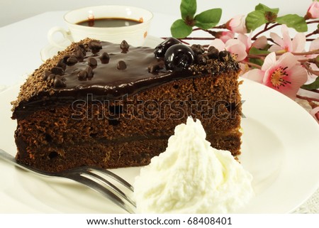 Still life with chocolate cake