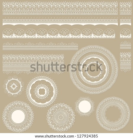 Vector lacy vintage design elements lacy seamless brushes included shadows at the separate layer fully editable eps 8 file Vector lacy vintage design elements lacy seamless brushes included shadows at the separate layer fully editable eps 8 file