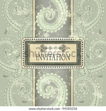 raster version  invitation template eastern  pattern and place for your text on  grungy background