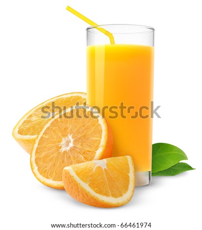 Orange juice and slices of orange isolated on white Orange juice and slices of orange isolated on white