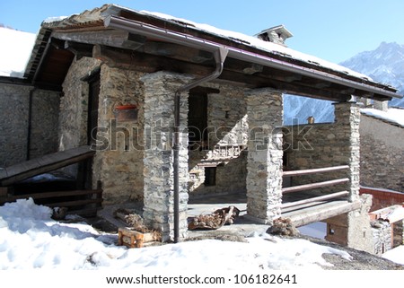 mountain building for winter tourism, piedmont italy