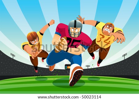 football players running. A football player running with
