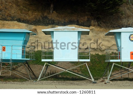 lifeguard shacks at the beach in santa cruz, california