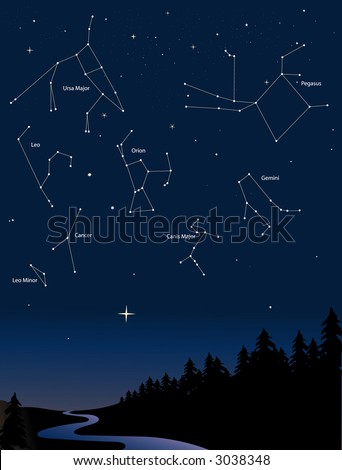 constellations in sky. various constellations in