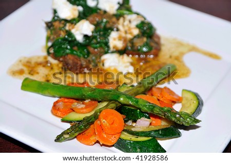 Main course of meat and vegetables