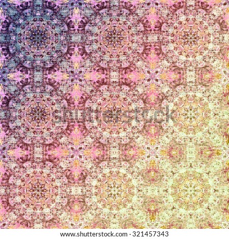 Pastel openwork oriental pattern, indian traditional elements. Colorful foil. Royal texture for textile, wallpapers, advertisement, page fill, book covers etc. Boho metallic fabric background