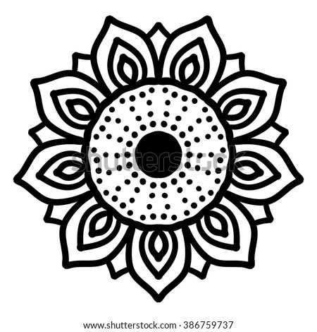 Download Vector Sunflower. Black And White Bohemian Texture, Boho ...