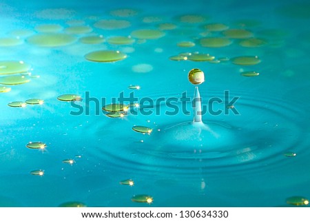 a drop of olive oil which fell into the water
