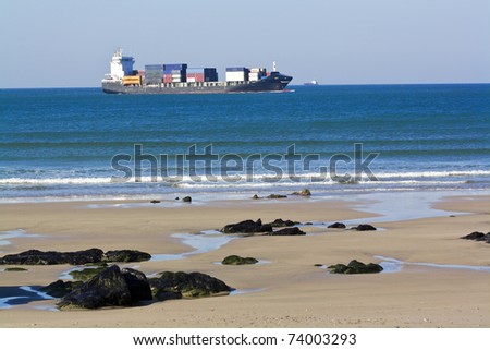 ship carrying containers loaded with