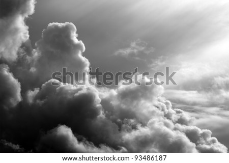 black and white clouds in the sunset