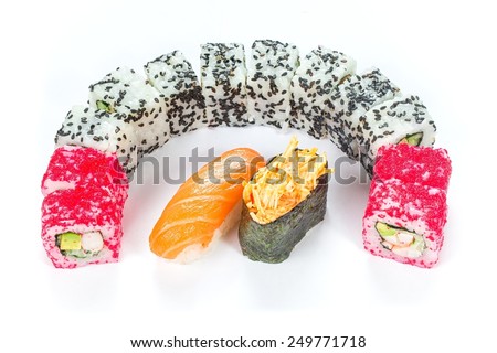 Fast food - rolls on a white background