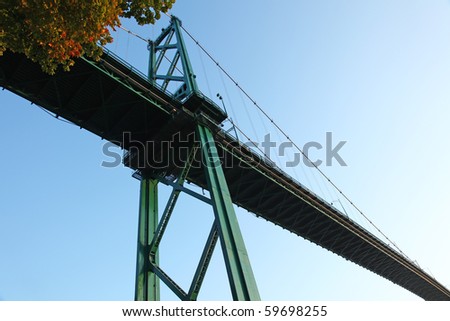 Lions Gate Bridge from below, in Vancouver, British Columbia